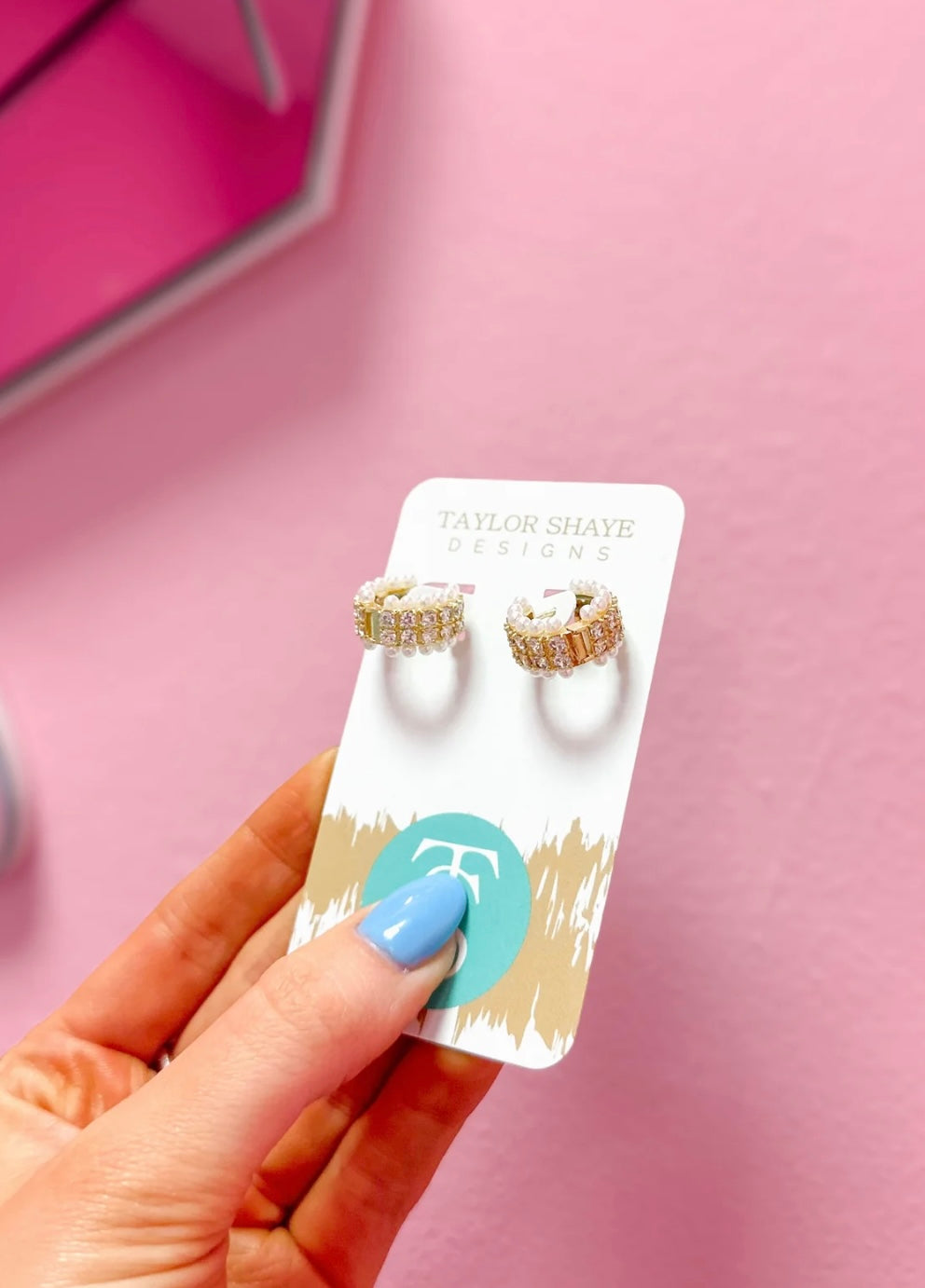 Rebecca Pearl Huggies Earrings