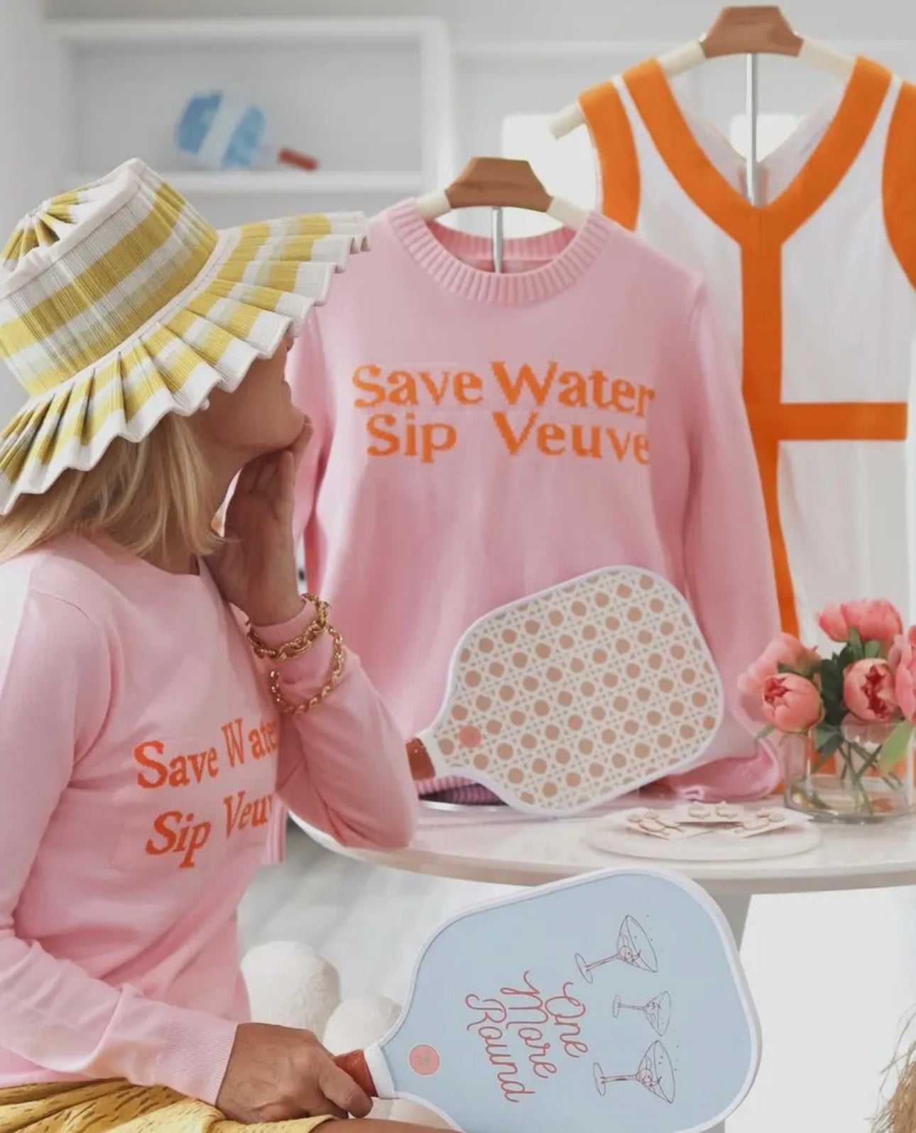 Save Water, Sip Veuve Luxury Pink Sweater