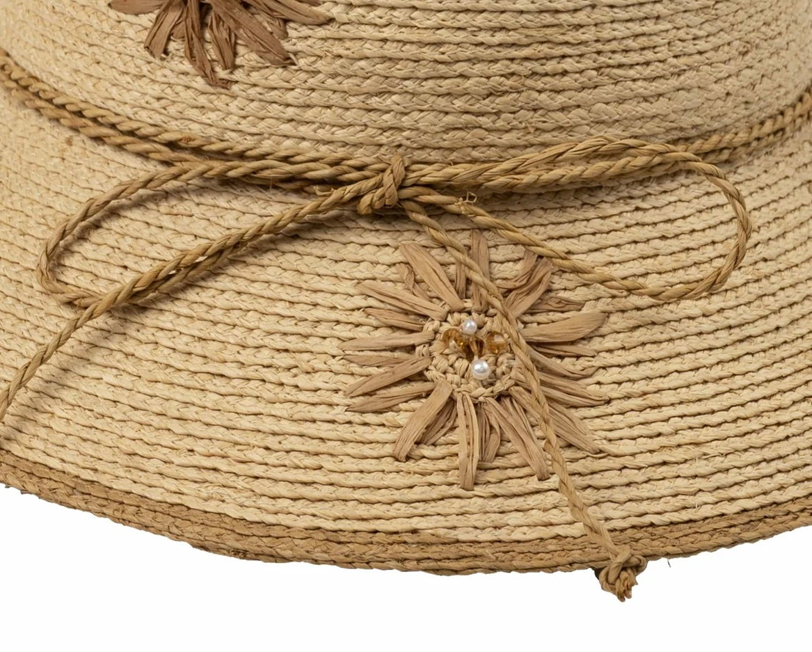 Nelly Raffia Flower Bucket Hat