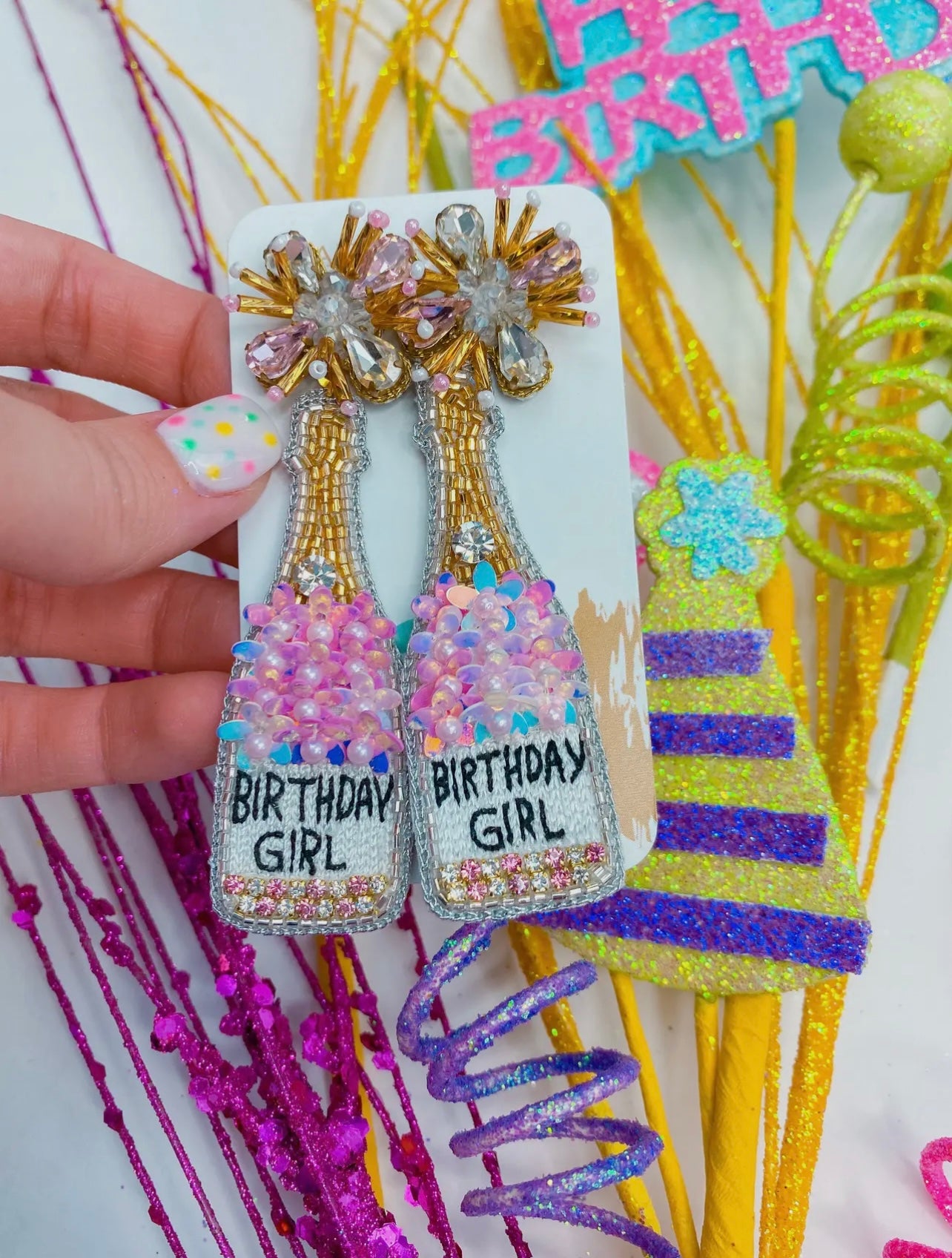 Birthday Queen Bottles Earrings