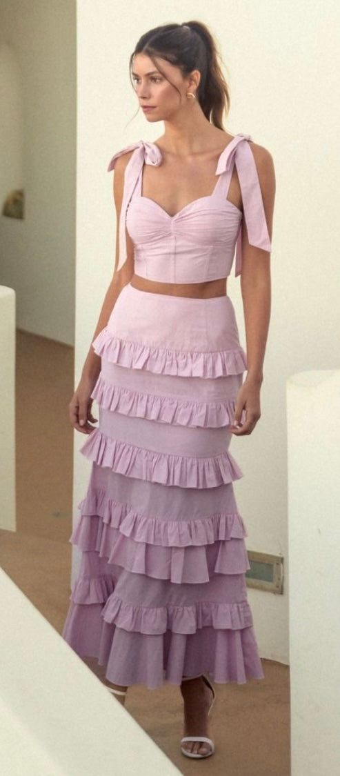 Ditzy Tiered Ruffle Maxi Skirt Set