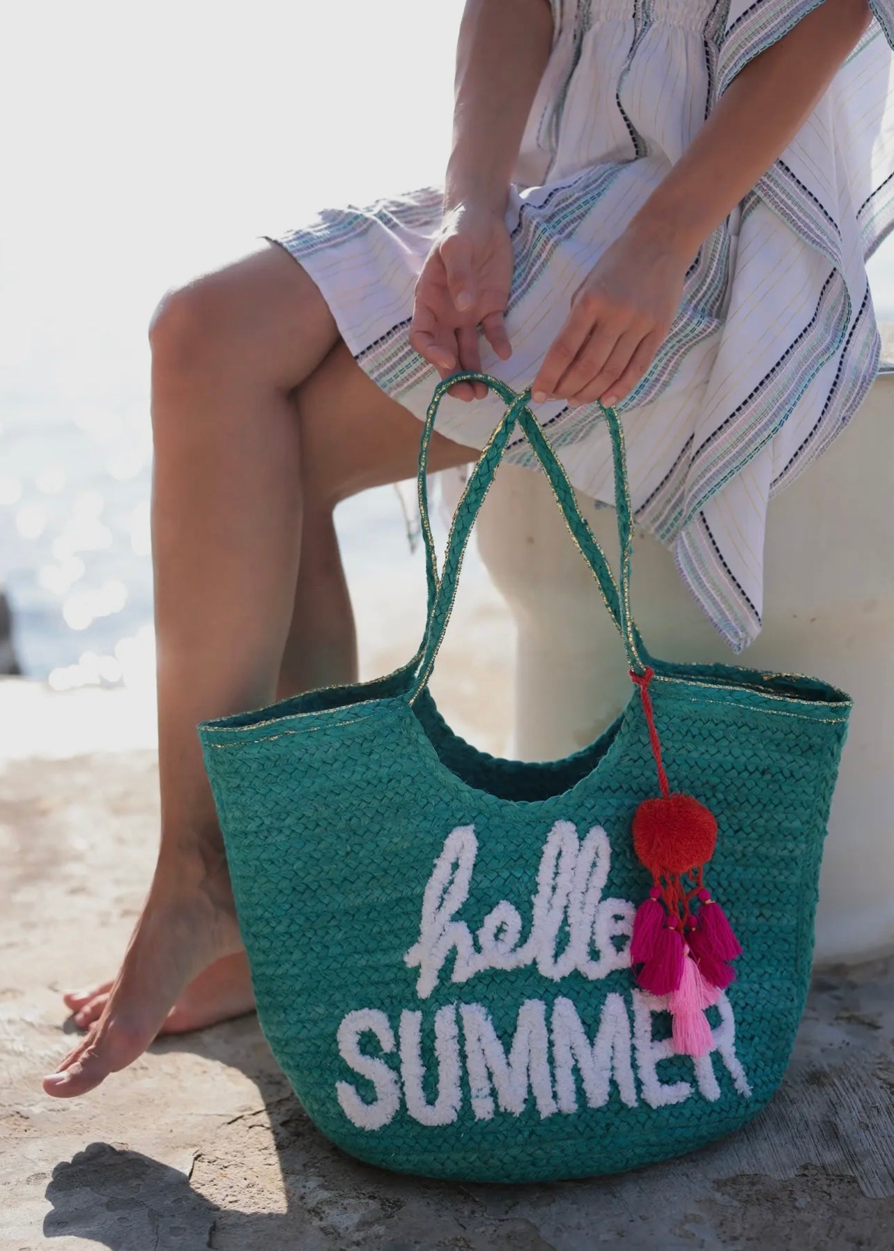 Hello Summer Tote, Turquoise