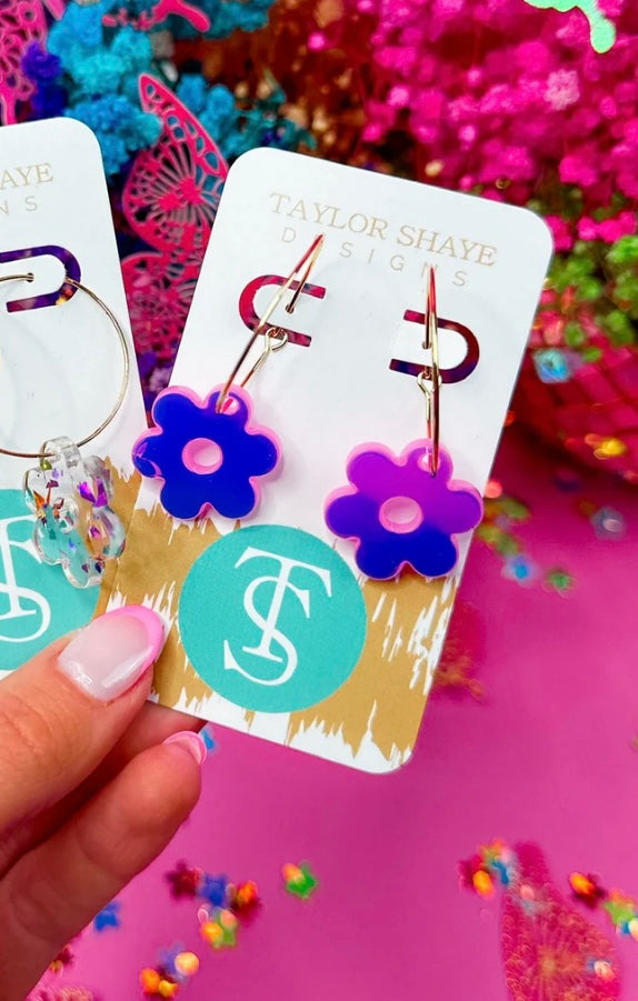 Daniella Flower Hoops Earrings