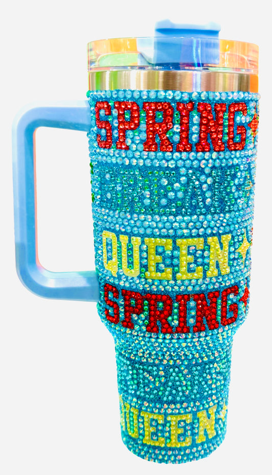 Spring Break Queen of sparkles Rhinestone Tumbler