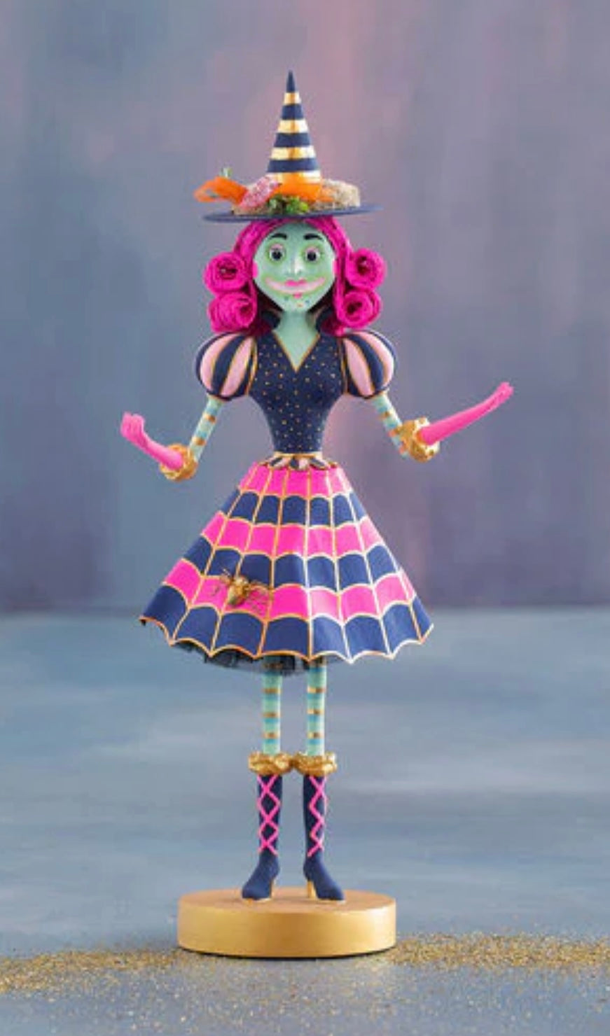 Pink Itchy Witchy Halloween Tabletop Witch