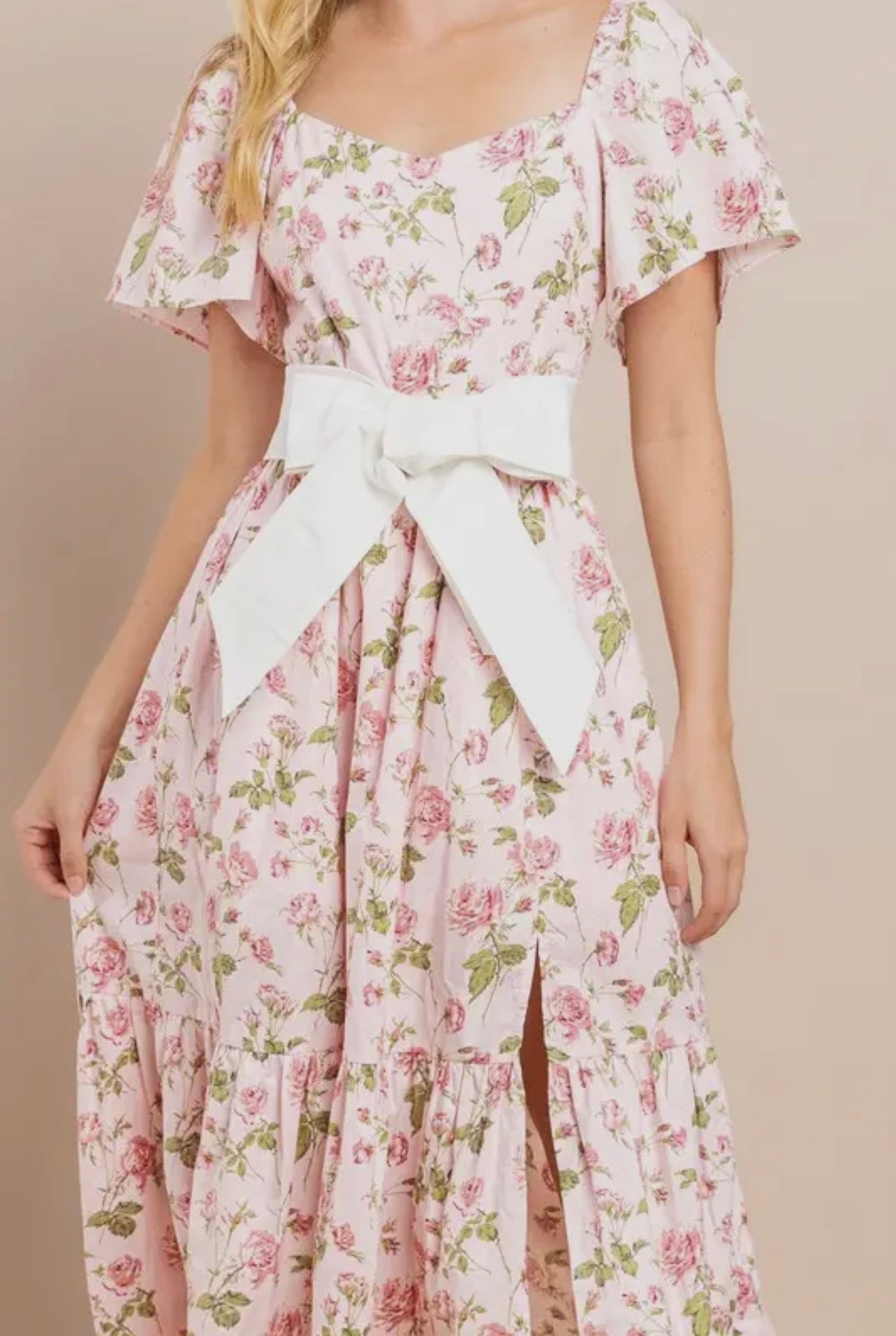 Daphne Floral Flutter Sleeve Dress