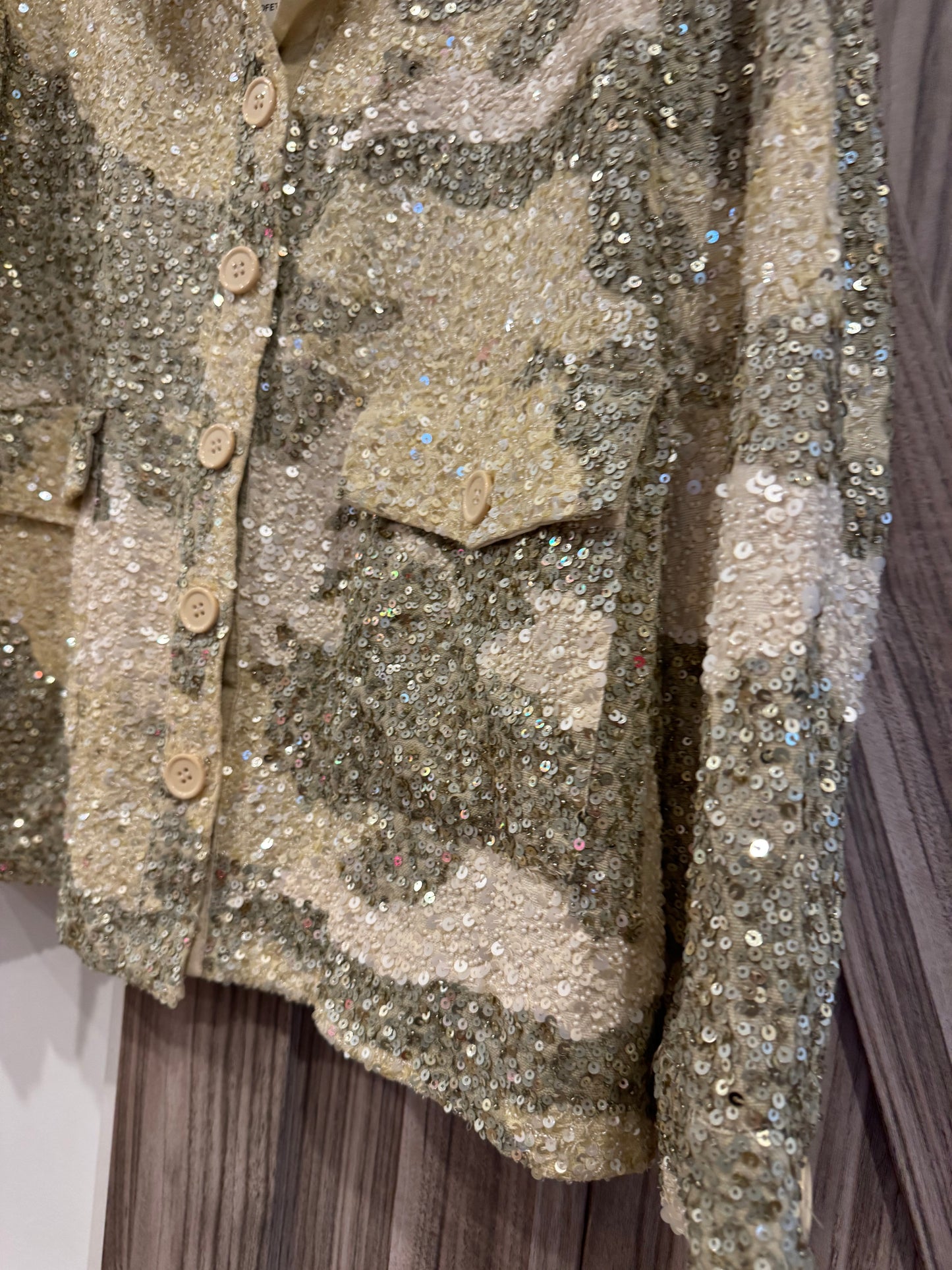 Retrofete IDAN SEQUINED CAMOUFLAGE-PRINT COTTON JACKET