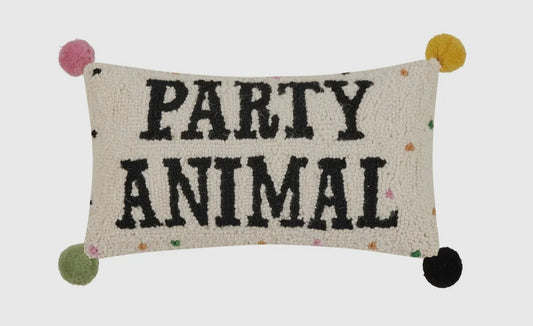 Party Animal w/ Pom Pom Hook Pillow