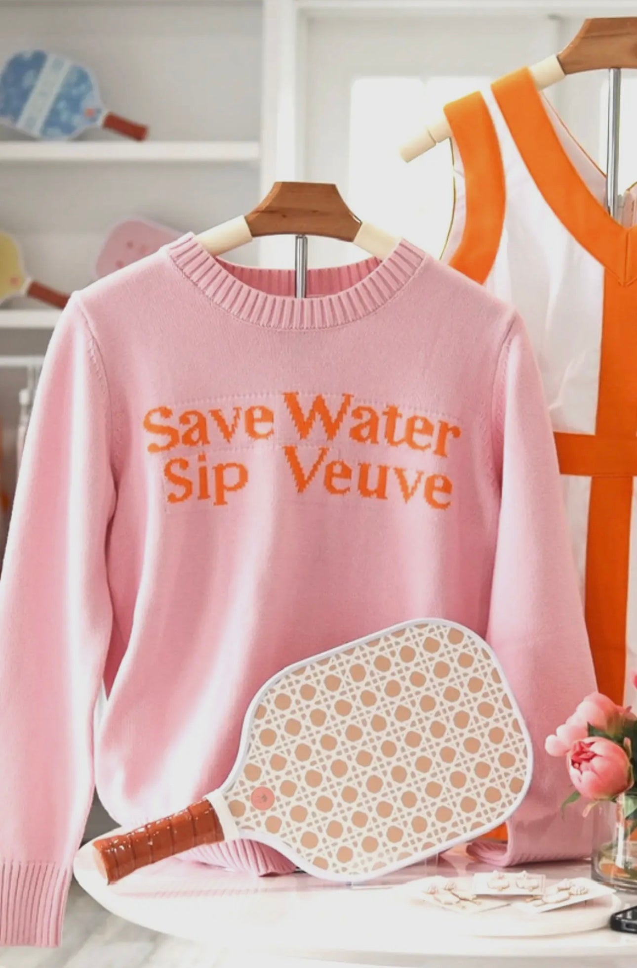 Save Water, Sip Veuve Luxury Pink Sweater