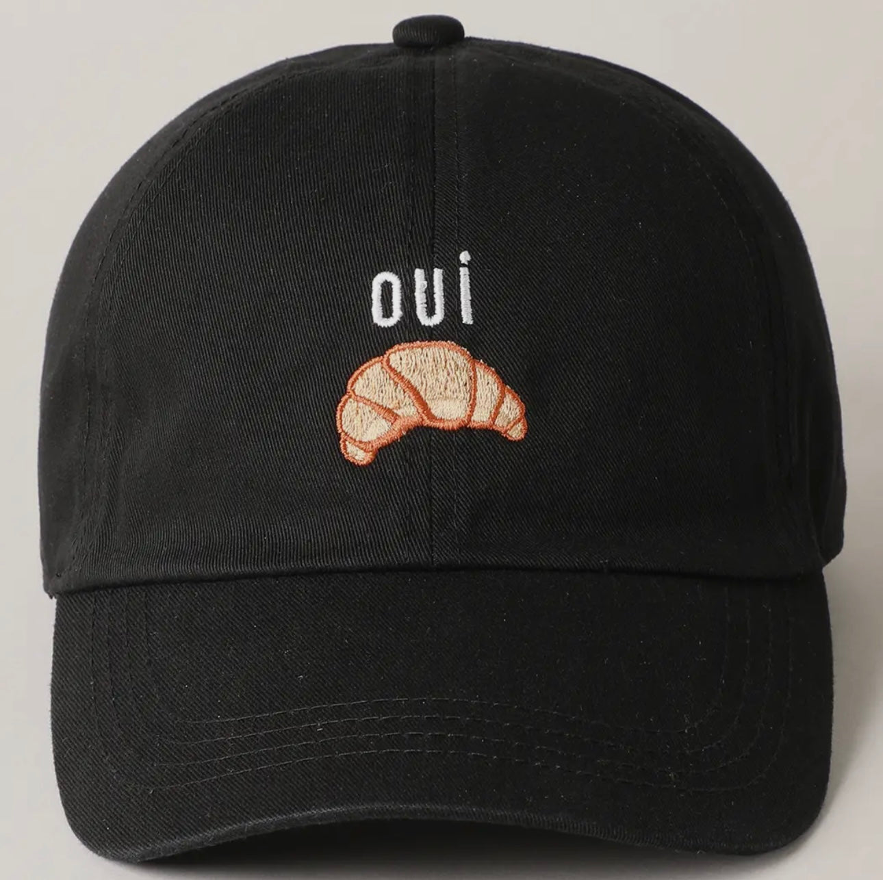 Oui Croissant Embroidered
Baseball Cap