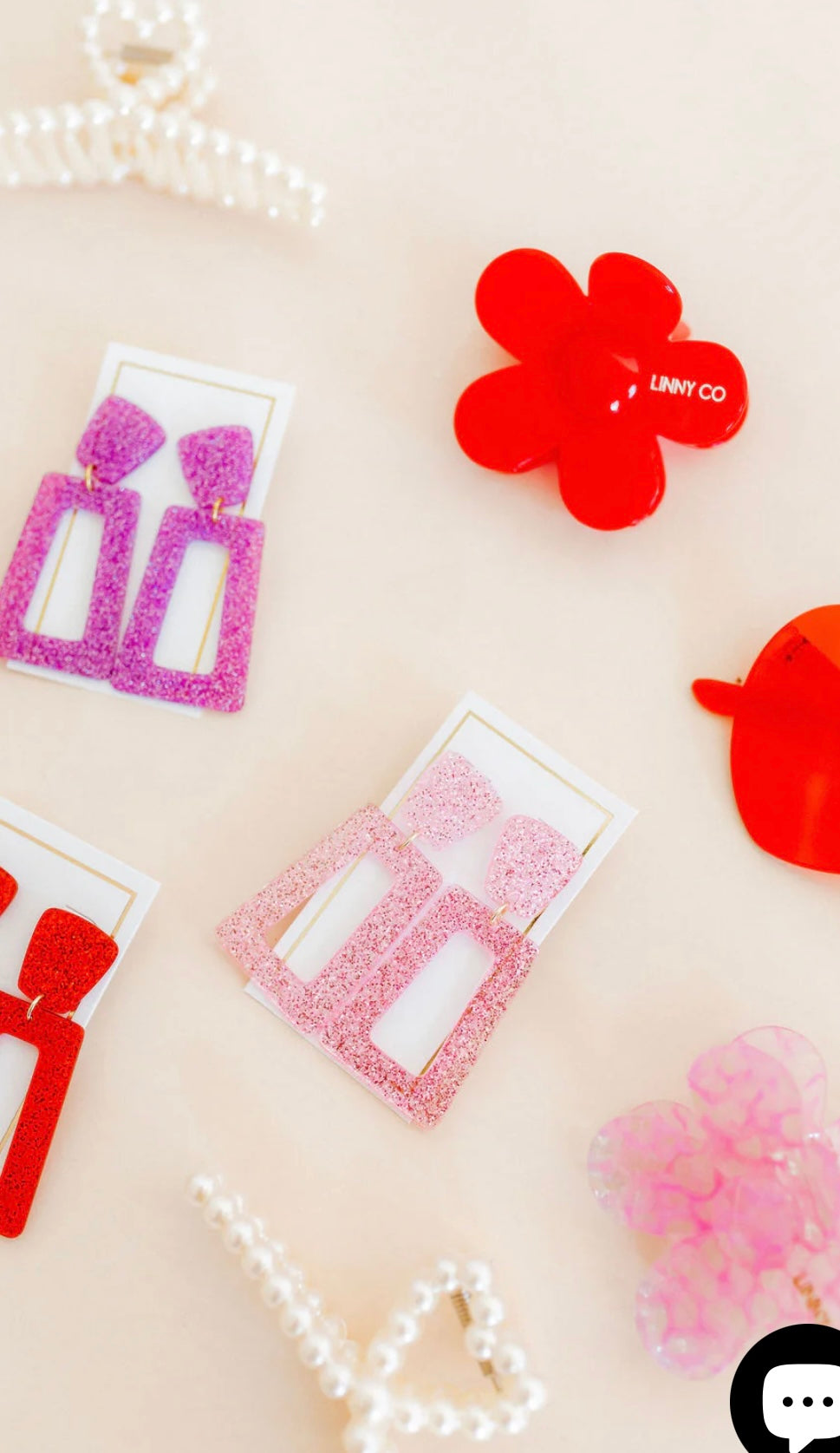 Michelle Pink Glitter Earrings