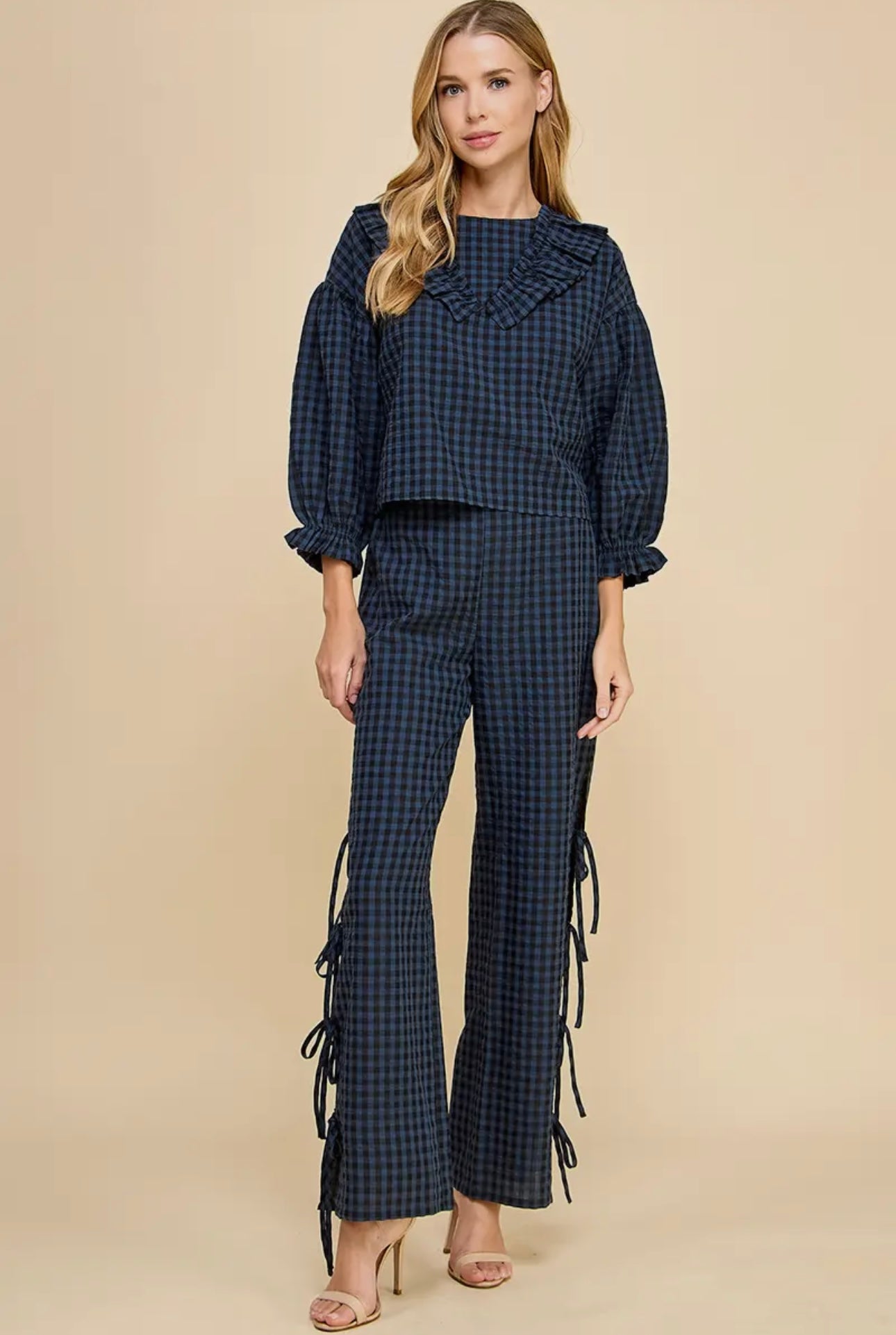 Priscilla Gingham Side Tie
Pants