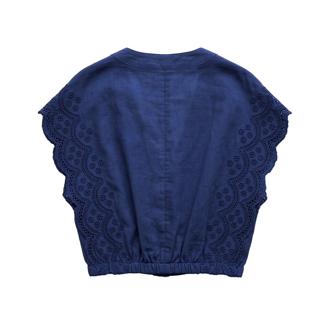 Flutter Sleeve Top Navy