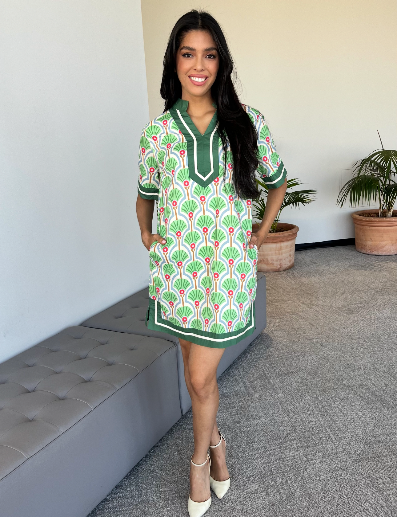 Hamptons House Dress - Emerald Green