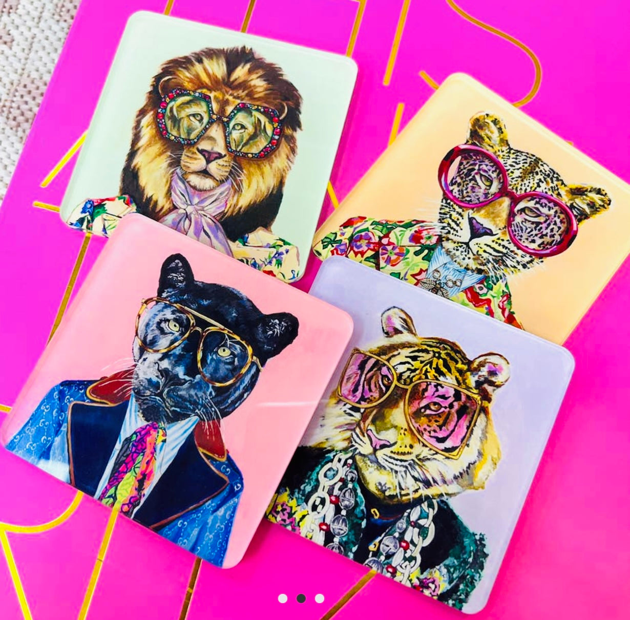 Big Cats Coasters set 4