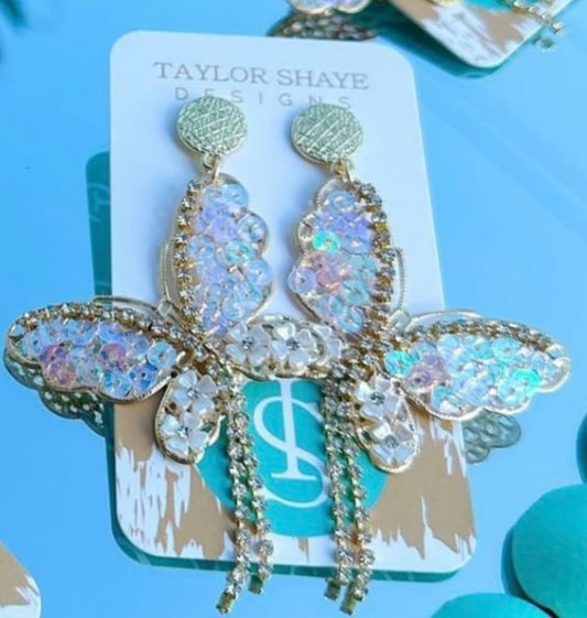 Lightweight iridescent butterfly earrings