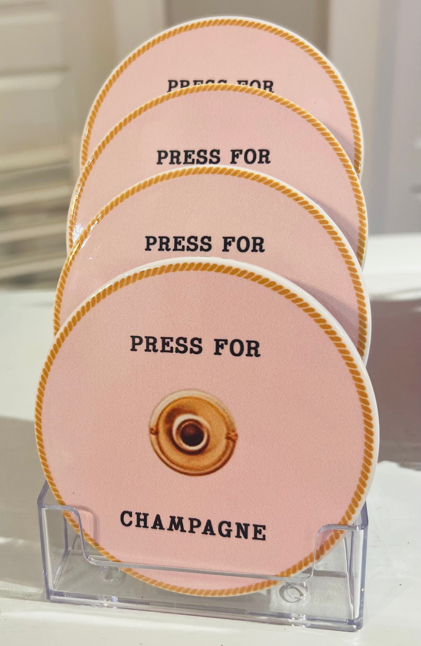 Set of 4 Coasters Press for Champagne