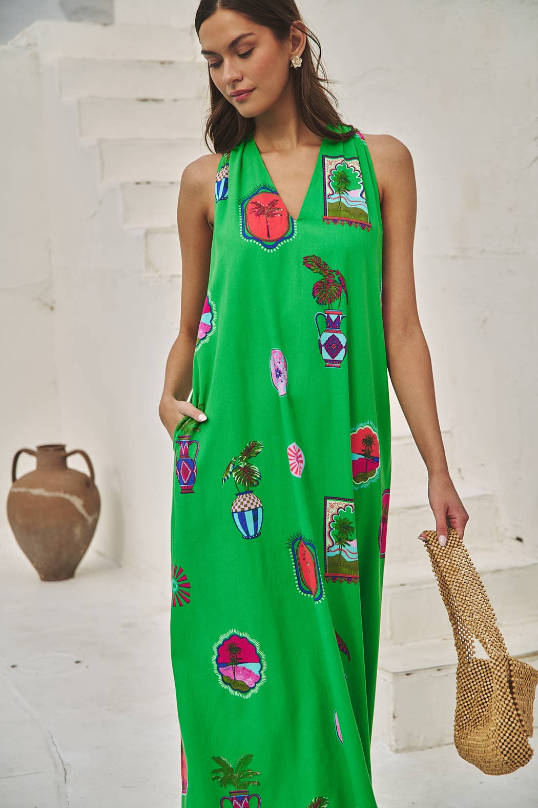 Trinie Postcard Rubi Halter Neck Maxi Dress