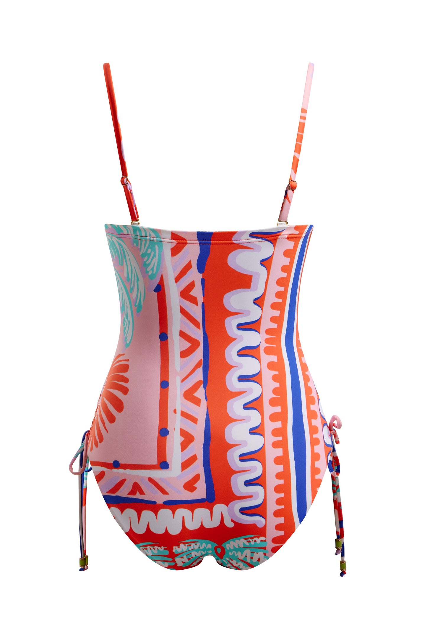 Ruched Side Swimsuit Pink Palm