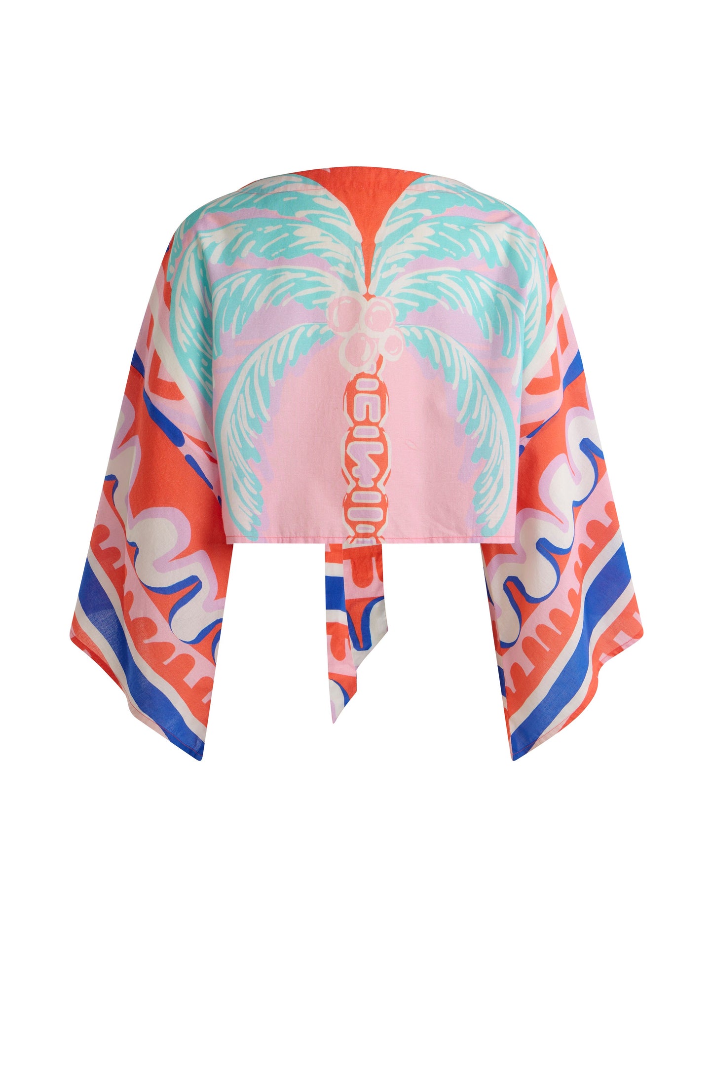 Tie Front Kimono Top Pink Palm