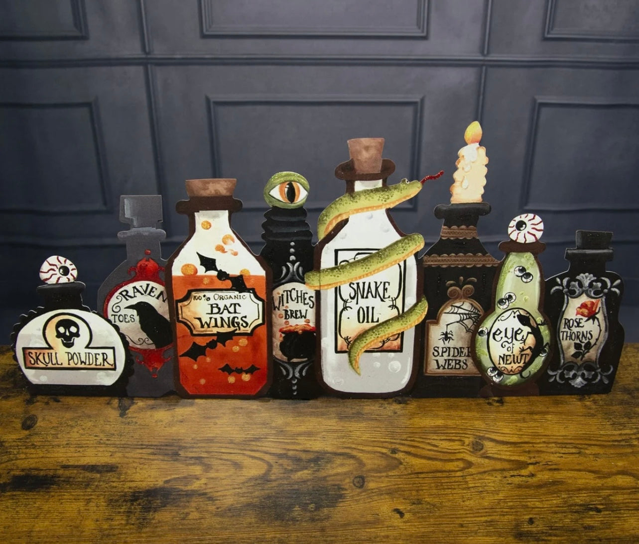 Round Top Collection Halloween Mantel Potion Bottles