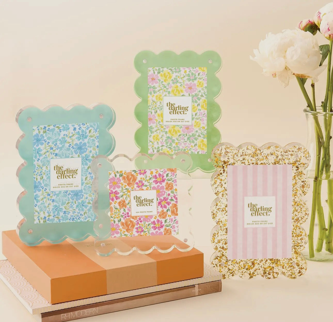 The Darling Effect Rectangle Scalloped Acrylic Frame-Confetti Gold