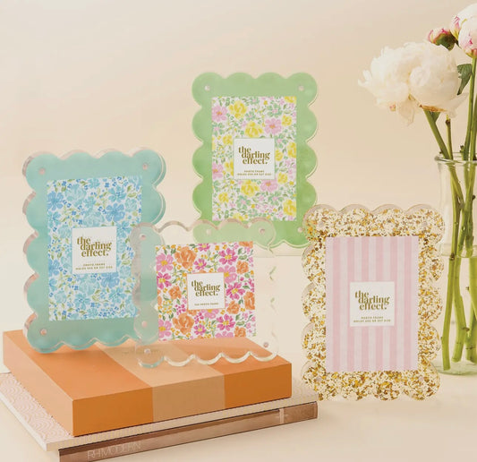 The Darling Effect Rectangle Scalloped Acrylic Frame-Confetti Gold