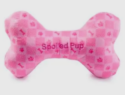 Pink Checker Chewy Vuiton Bone By Haute Diggity Dog Large