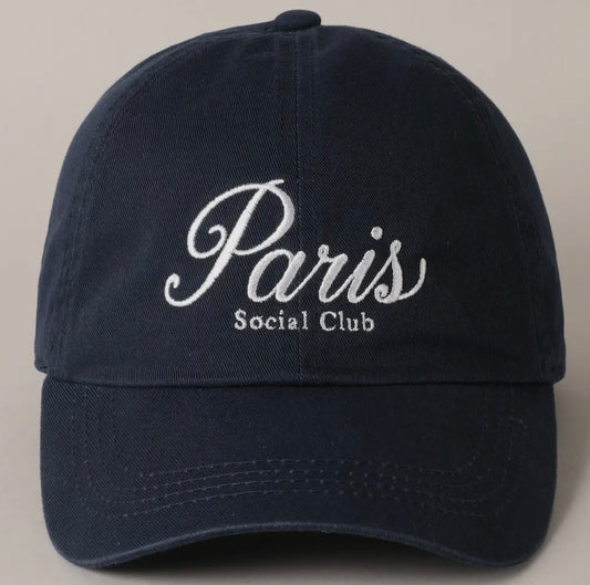 Paris Social Club Embroidered Baseball Cap