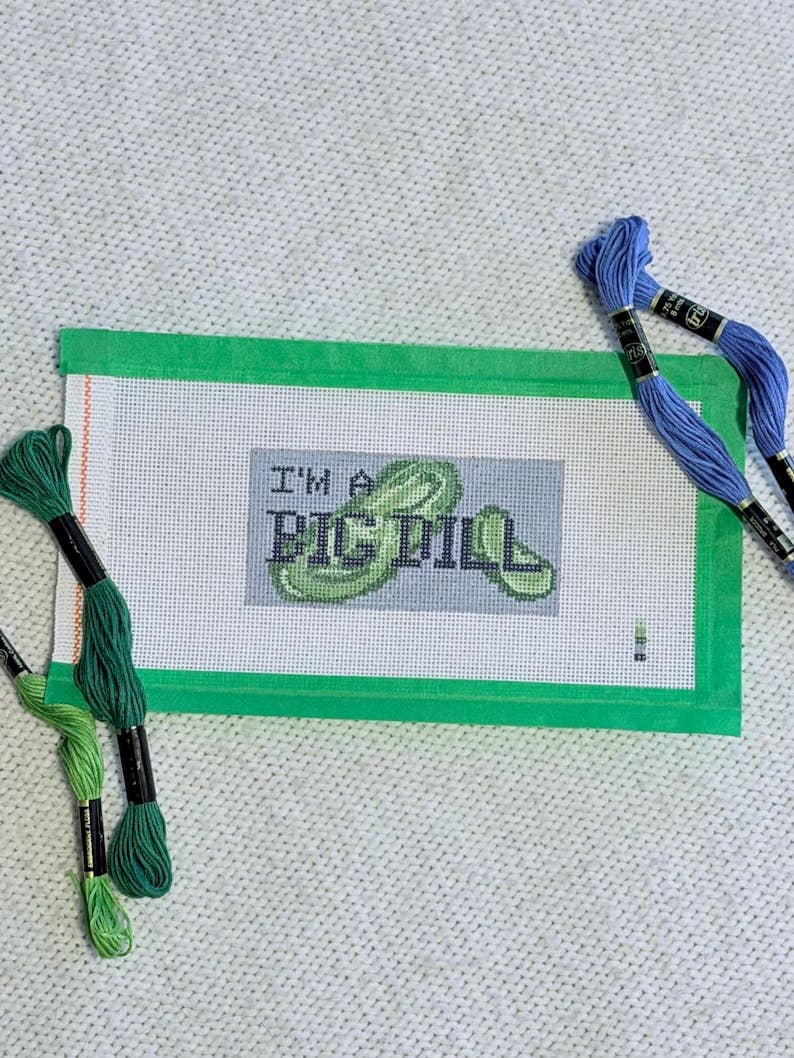 I’m A Big Dill Hand Painted Needlepoint Canvas // Pickle Lover Patch