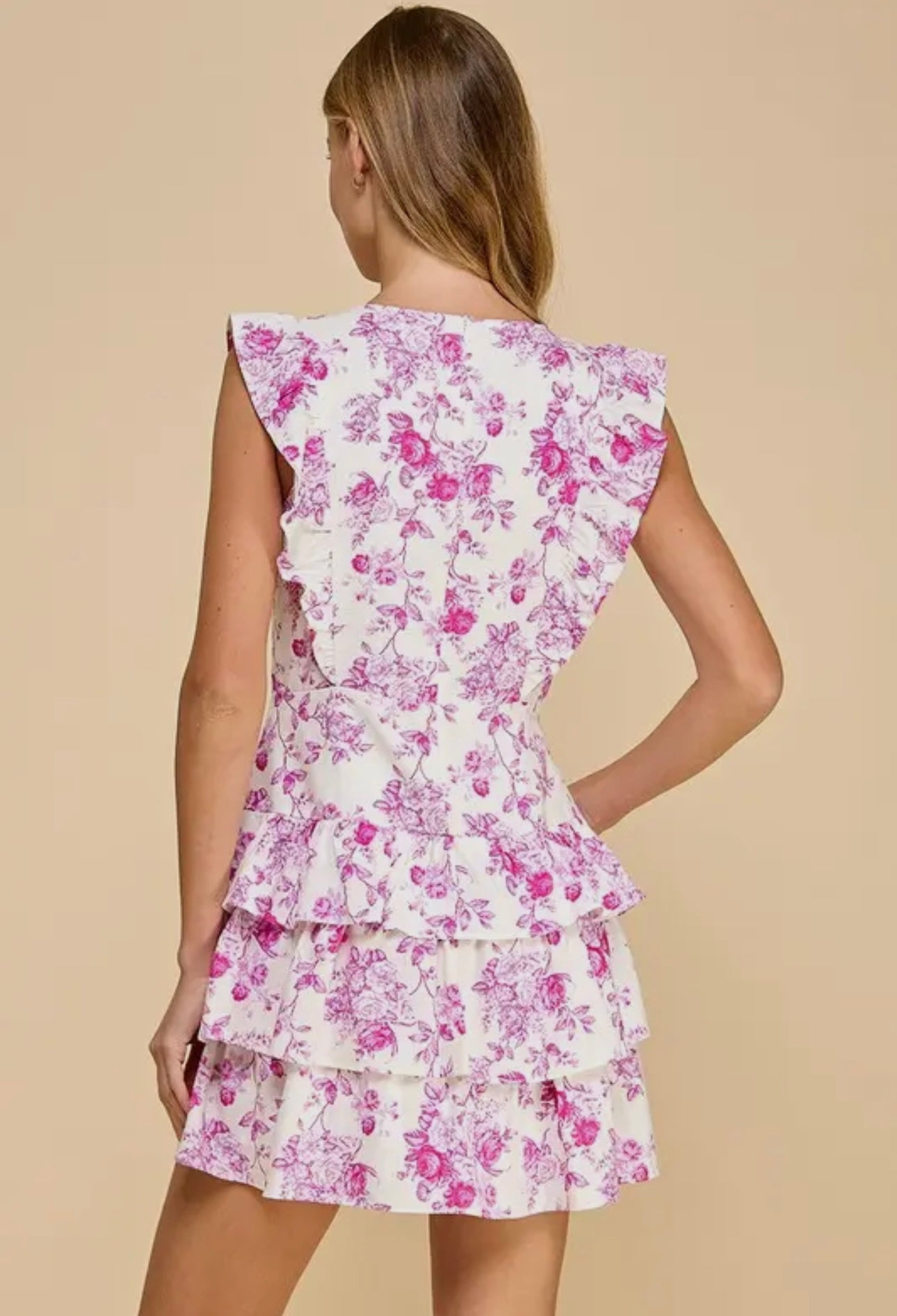 Kennedy Floral Print Lace 
Ruffle Dress