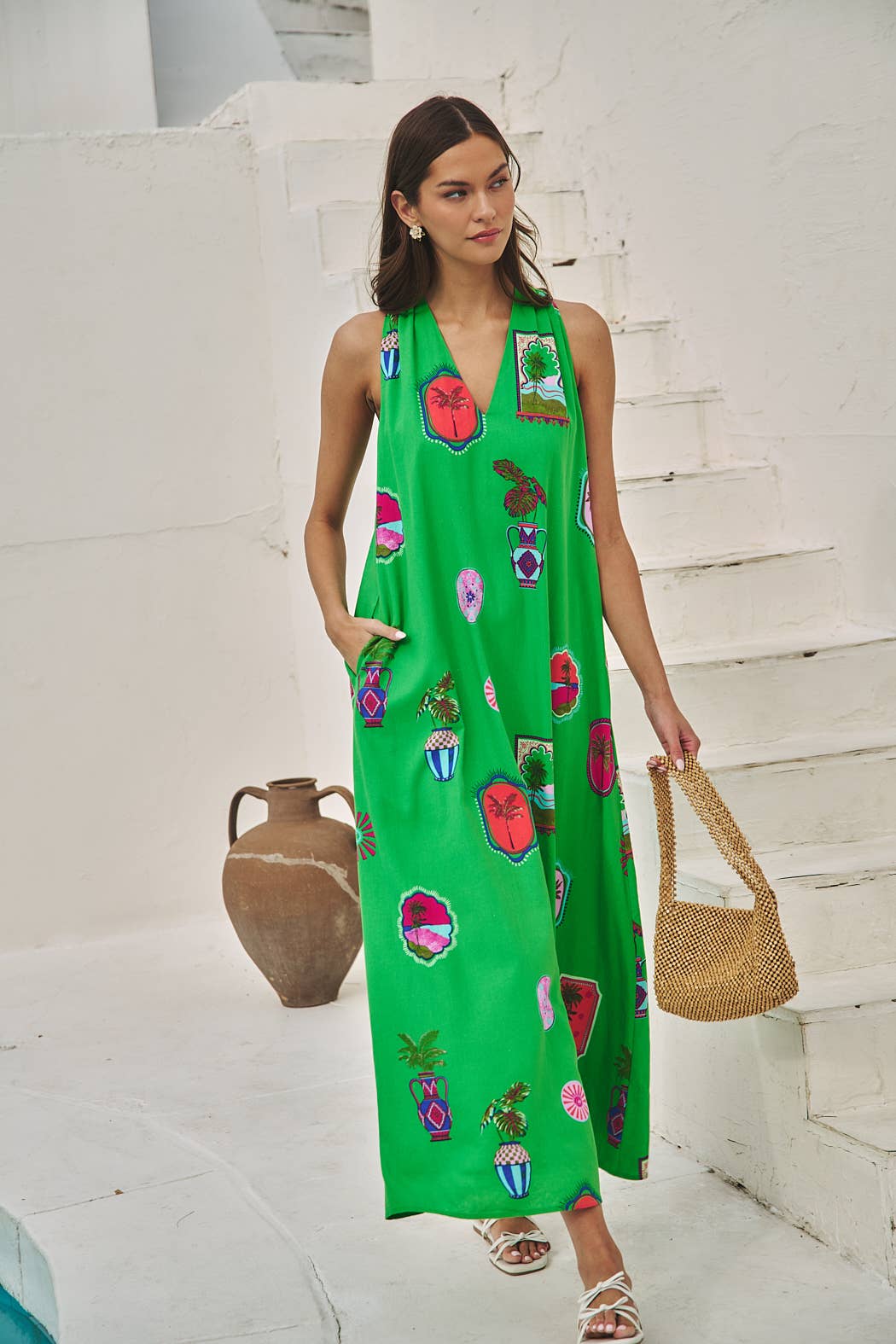 Trinie Postcard Rubi Halter Neck Maxi Dress