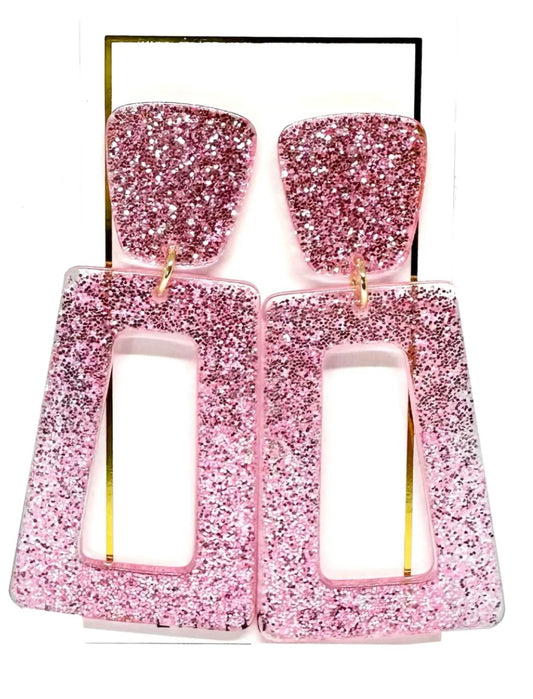 Michelle Pink Glitter Earrings