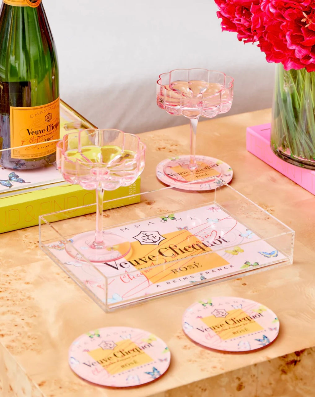 Rose Veuve Butterfly Coaster