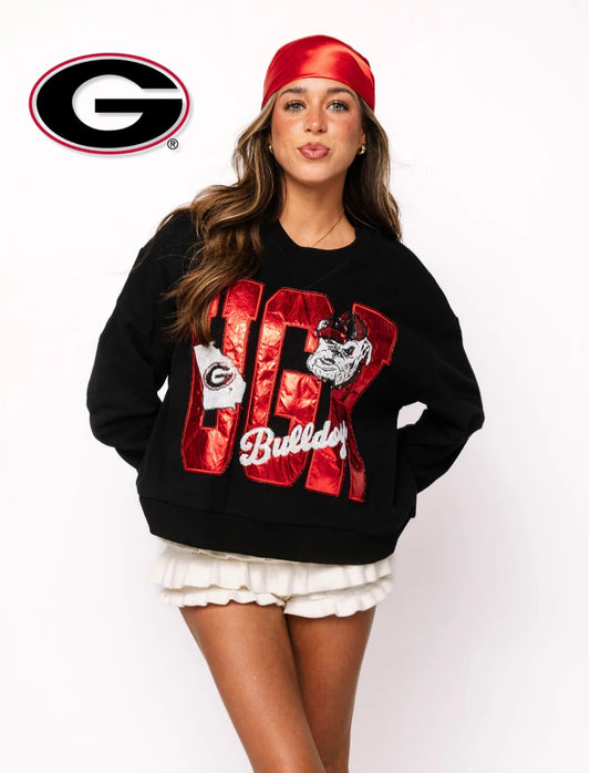 Queen of Sparkles UGA Football Metallic Icons Sweatshirt