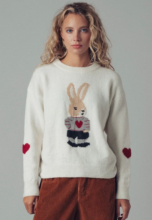 Bunny Motif Heart Sweater