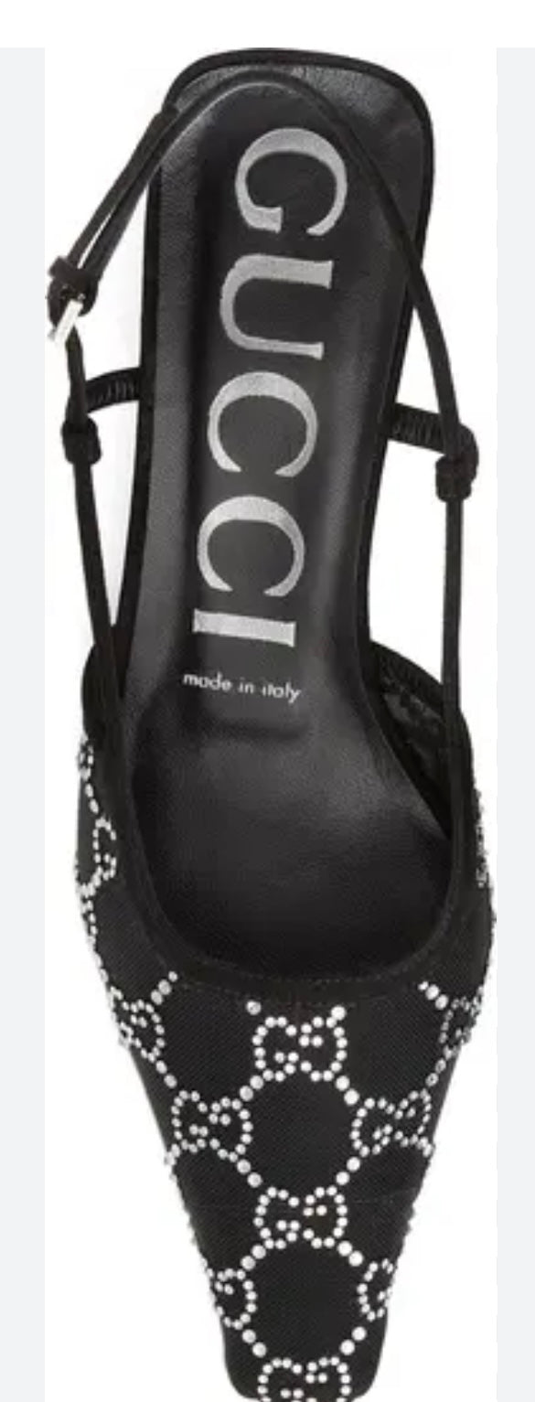 Gucci Tom GG Crystal Kitten Heel Slingback Pump (Women)