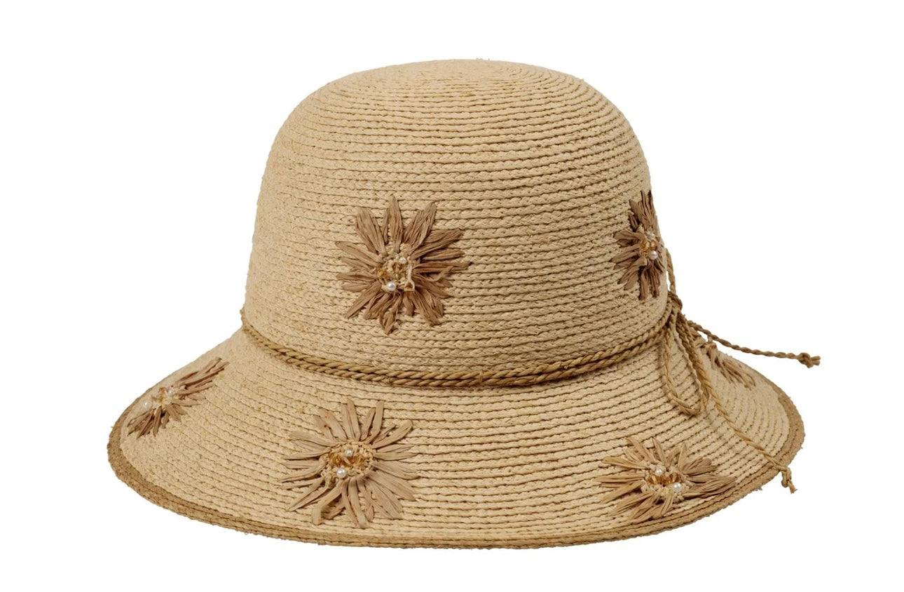Nelly Raffia Flower Bucket Hat