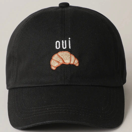 Oui Croissant Embroidered
Baseball Cap