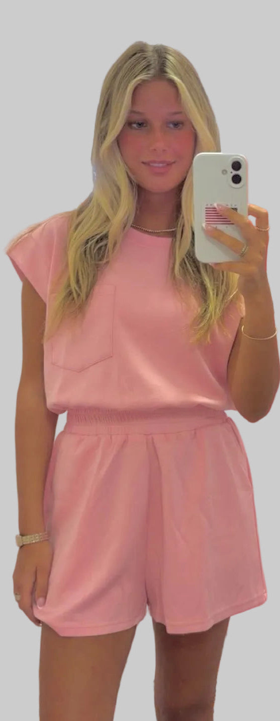 Cloud Motion Romper - Pink