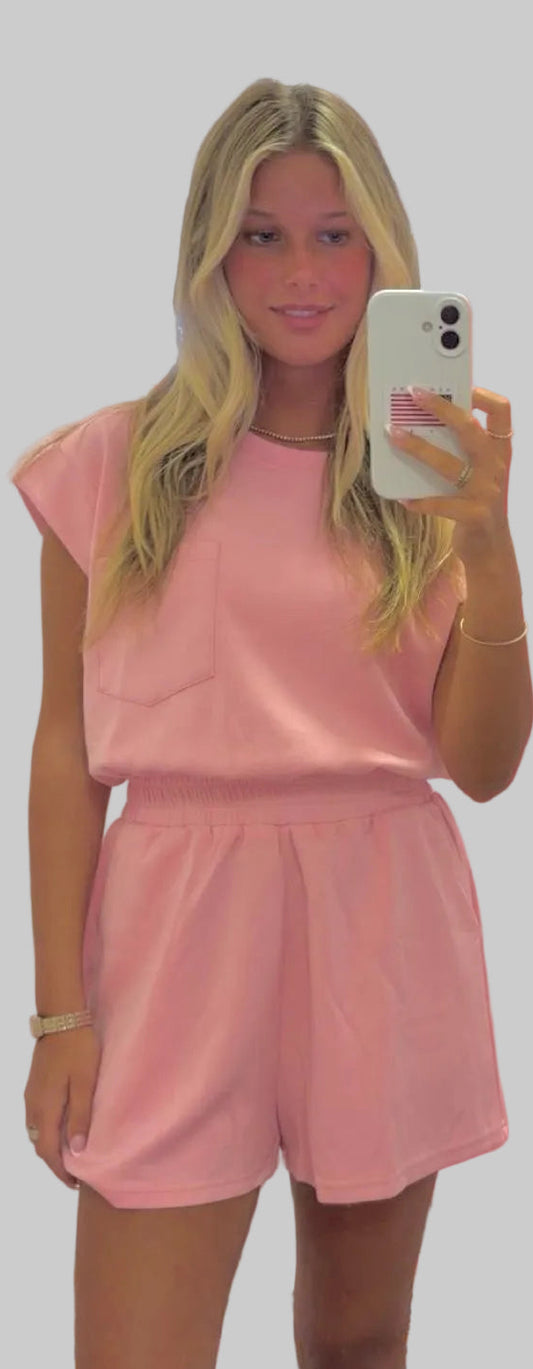 Cloud Motion Romper - Pink