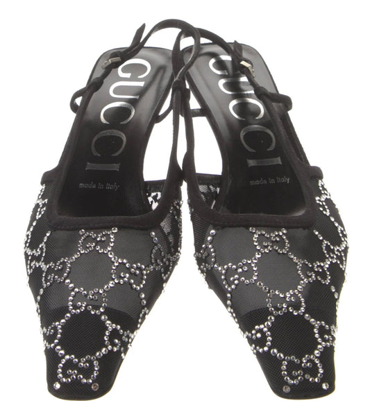Gucci Tom GG Crystal Kitten Heel Slingback Pump (Women)
