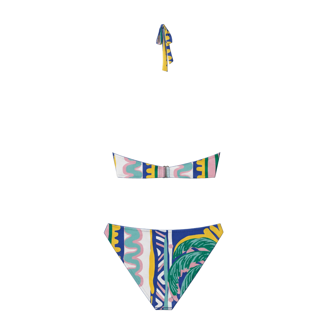 Halter Bikini Blue Palm Top