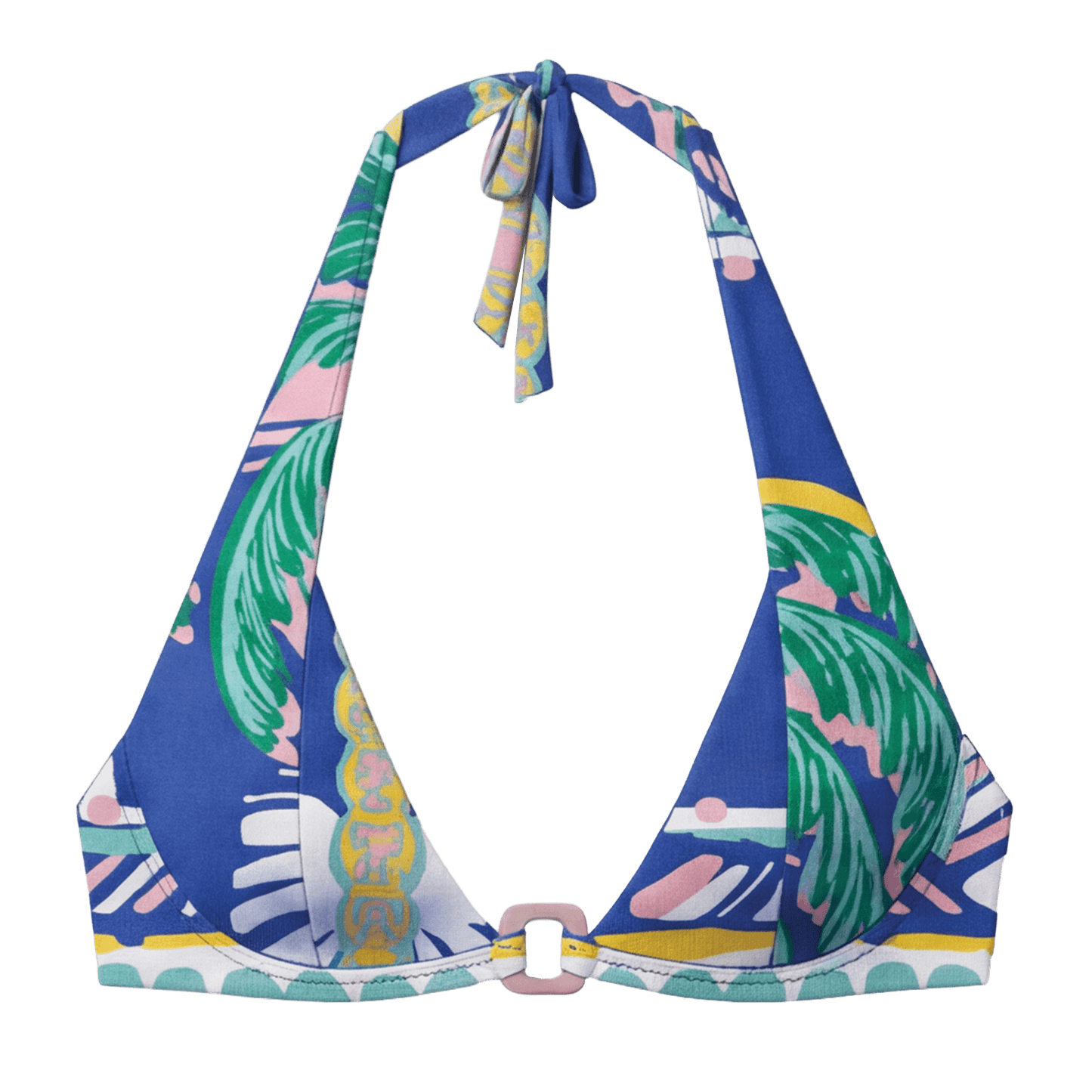 Halter Bikini Blue Palm Top