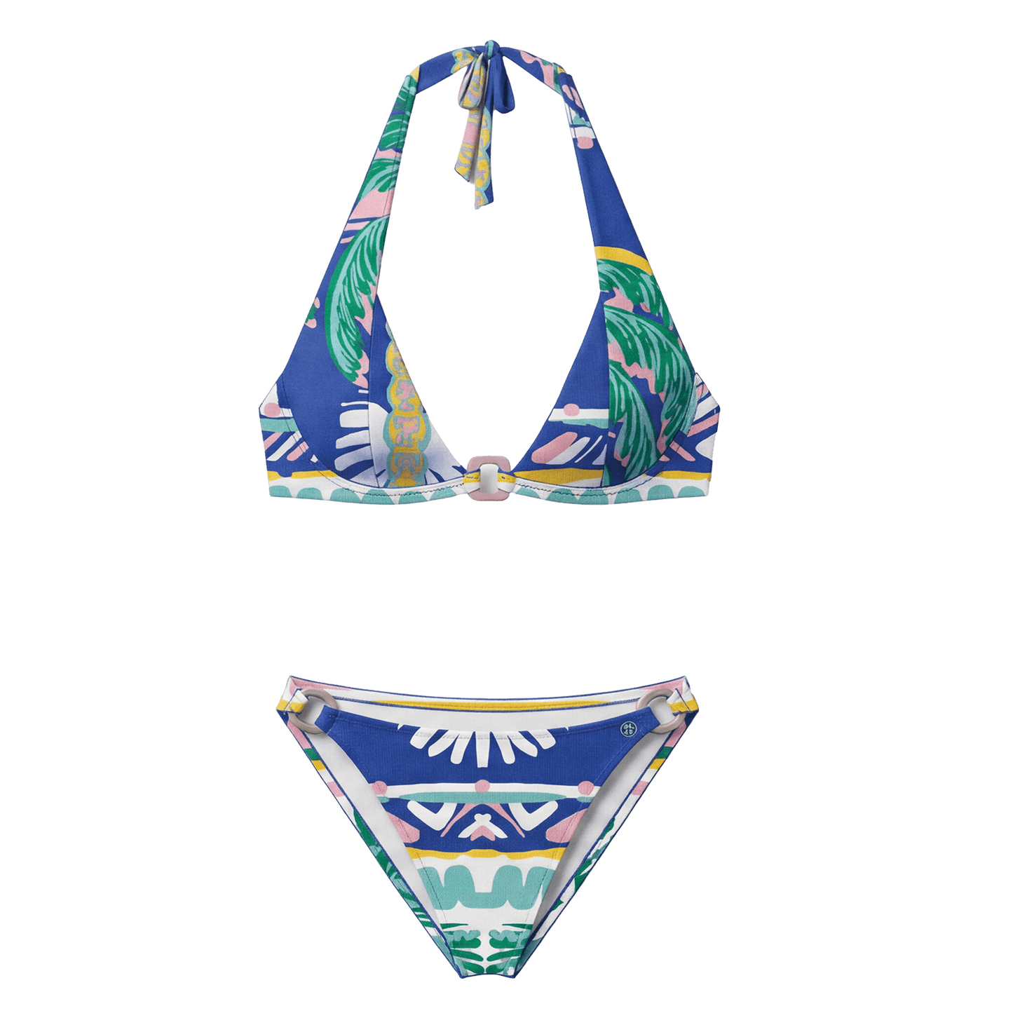 Halter Bikini Blue Palm Top