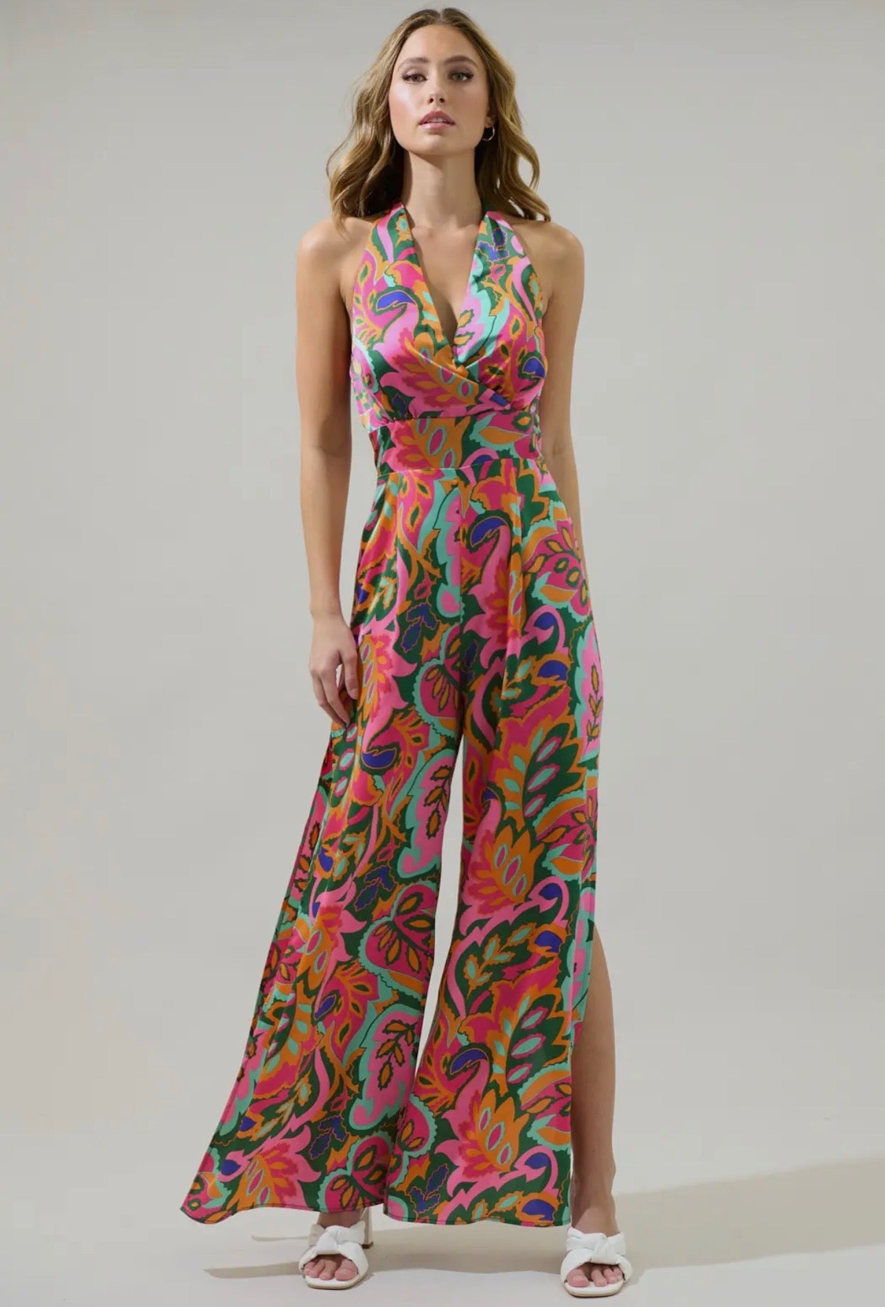 Lilia Tropical Floral Magic Moment Halter Jumpsuit
