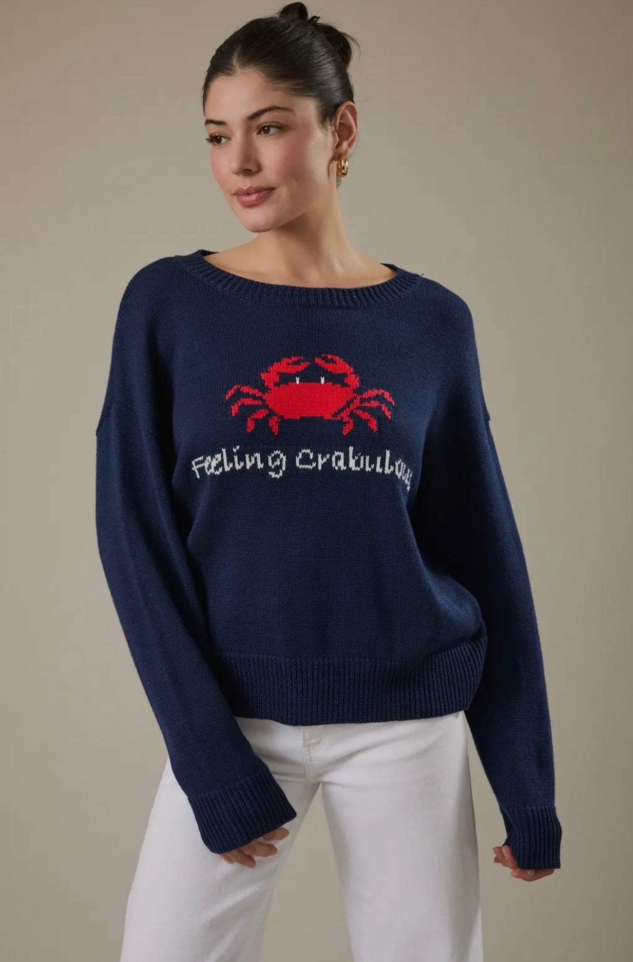 Round Neck Long Sleeve "Feeling
Crabulous" Sweater