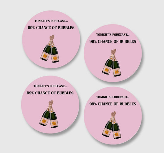 99 percent Chance of Bubbles coasters